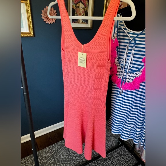 Torn By Ronny Kobo - Coral Textured Drop Waist Dress Sz S NWT - Picture 3 of 7